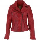 Leather Biker Jacket Red High Quality Original Women Leather jacket Aviatrix