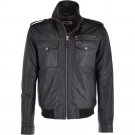 Leather Black pilot Bomber Jacket For Men