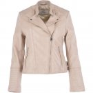 Leather Biker Jacket Cream Women Motorcycle