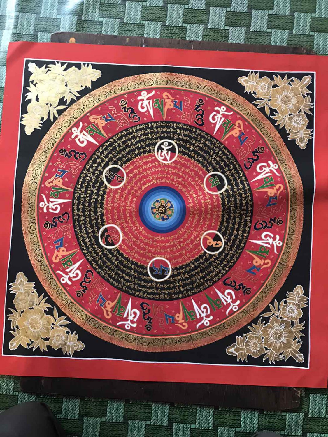 Buddha Mantra Thangka(28*28)-OM, om mani padme hum
