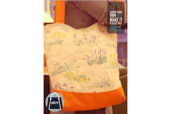 Multi Purpose Tote Bag (Floral And Orange Base)