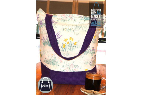 Multi Purpose Tote Bag (Floral And Purple Base)