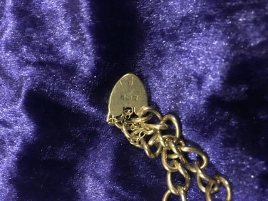 HEAVY 14G CURB SAFETY CHAIN PADLOCK 925 SILVER CHARM BRACELET 7""