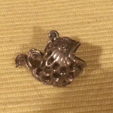 SCROLLED OPENWORK SILVER FISH CHARM