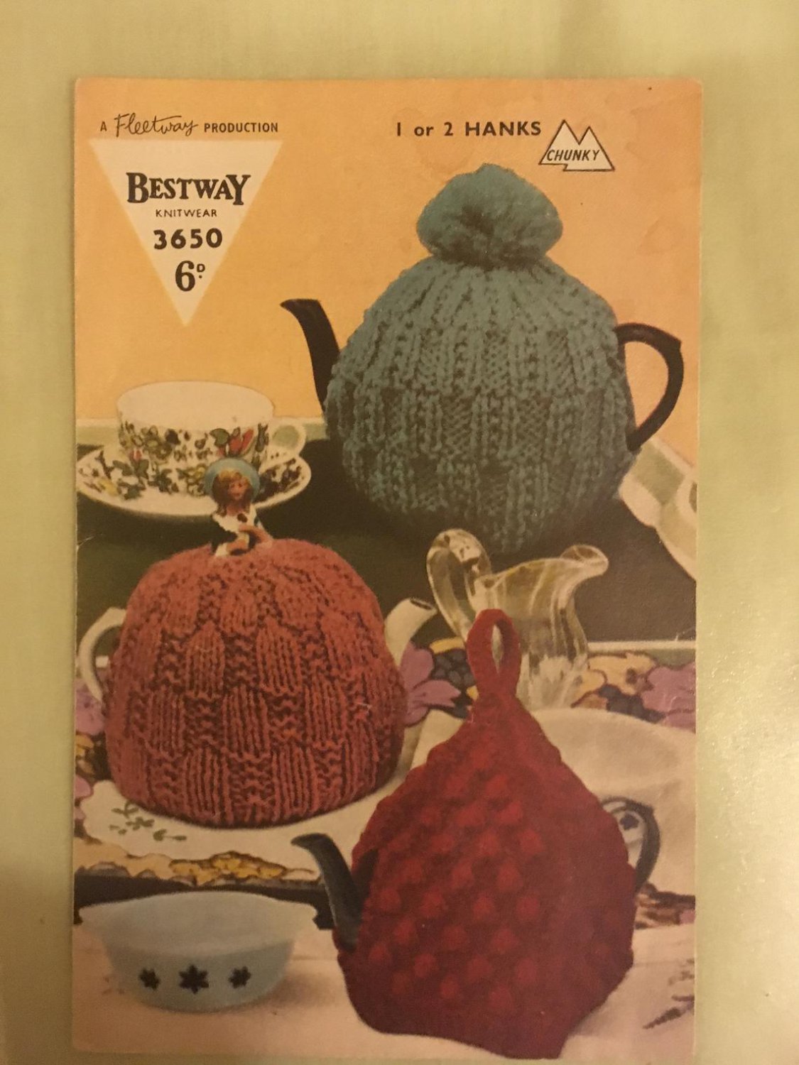 Vintage 40s Retro Iconic Era Printed Media Knitting Pattern Bestway 3650 chunky teacosies