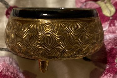 Royal Doulton Antique Blue Gold Art Nouveau Period Chine Stoneware Dish