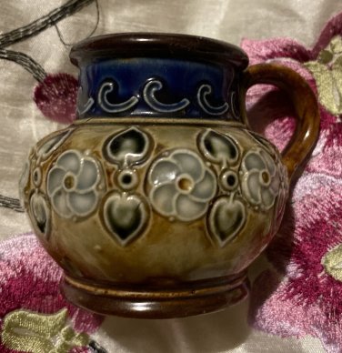 Royal Doulton Antique Blue Brown Art Nouveau Period Stoneware Lidded Pitcher