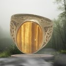 men ring tiger eye cat eye natural cabochon semi precious oval stone ottoman ant