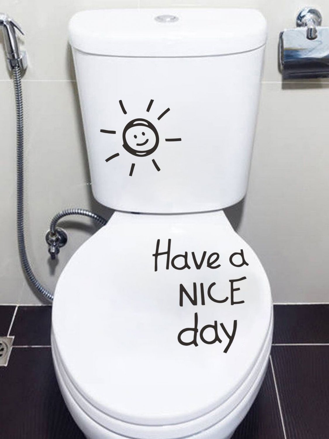 New Slogan Graphic Toilet Lid Decal Wall Decor Sticker Bathroom Wall
