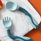 New 2pcs Flexible Silicone Fork & Spoon Set Baby Spoon Toddler Tableware Set
