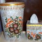 Brown & Orange Flowered Bath Set