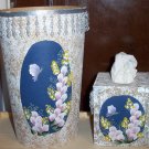 Blue Flowered Bath Set