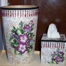 Burgundy Flowered Bath Set