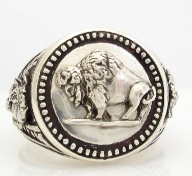 Buffalo Nickel Mens Coin ring sterling silver 925
