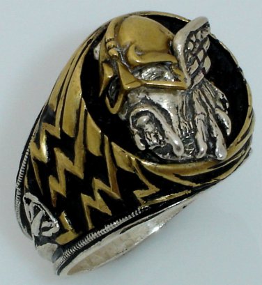 Viking Warrior Lightning Ring   Sterling Silver Large