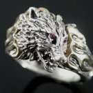 WOLFSHEAD  FLAME Motorcycle  Skull ring     Sterling Silver