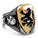 Heraldic Lion Mens Shield ring   sterling silver Bronze