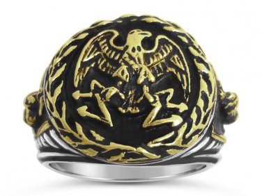 Imperial Roman Eagle mens signet ring    Sterling Silver