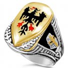 German Eagle Teutonic knights shield ring sterling silver