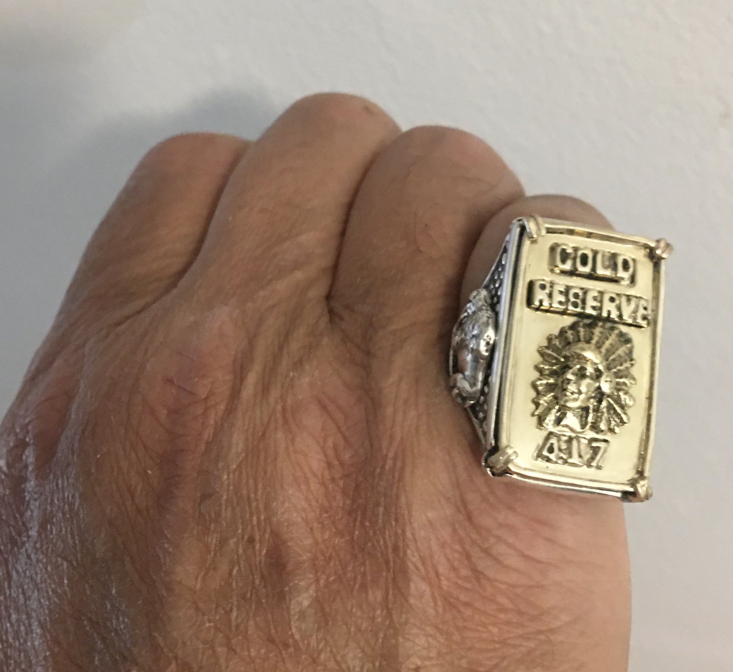 10K Gold Native American Indian Chief Ingot,sterling silver ring