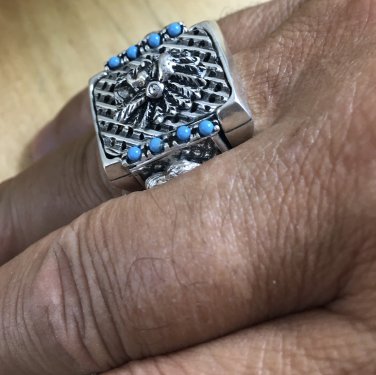 Artisan Made Native American Indian Chief Tourqoise Mens ring