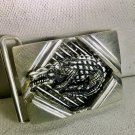 Artisan made Crocdile Mens sterling silver Belt Buckle.Med .