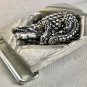 Artisan made Crocdile Mens sterling silver Belt Buckle.Med .