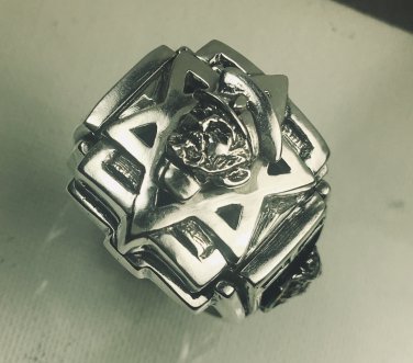 Artisan Made Haile Selassie Star of David 10K Gold accented Sterling silver ring