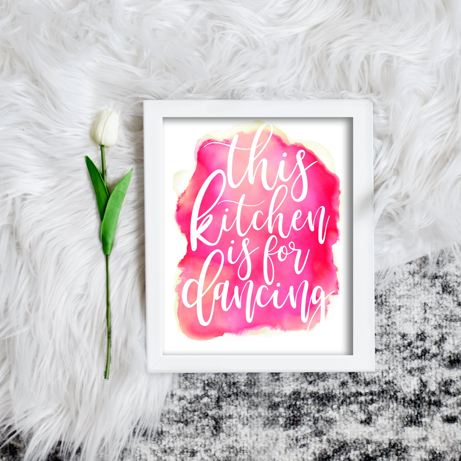 This Kitchen is for Dancing Pink Watercolour Printable Wall Art