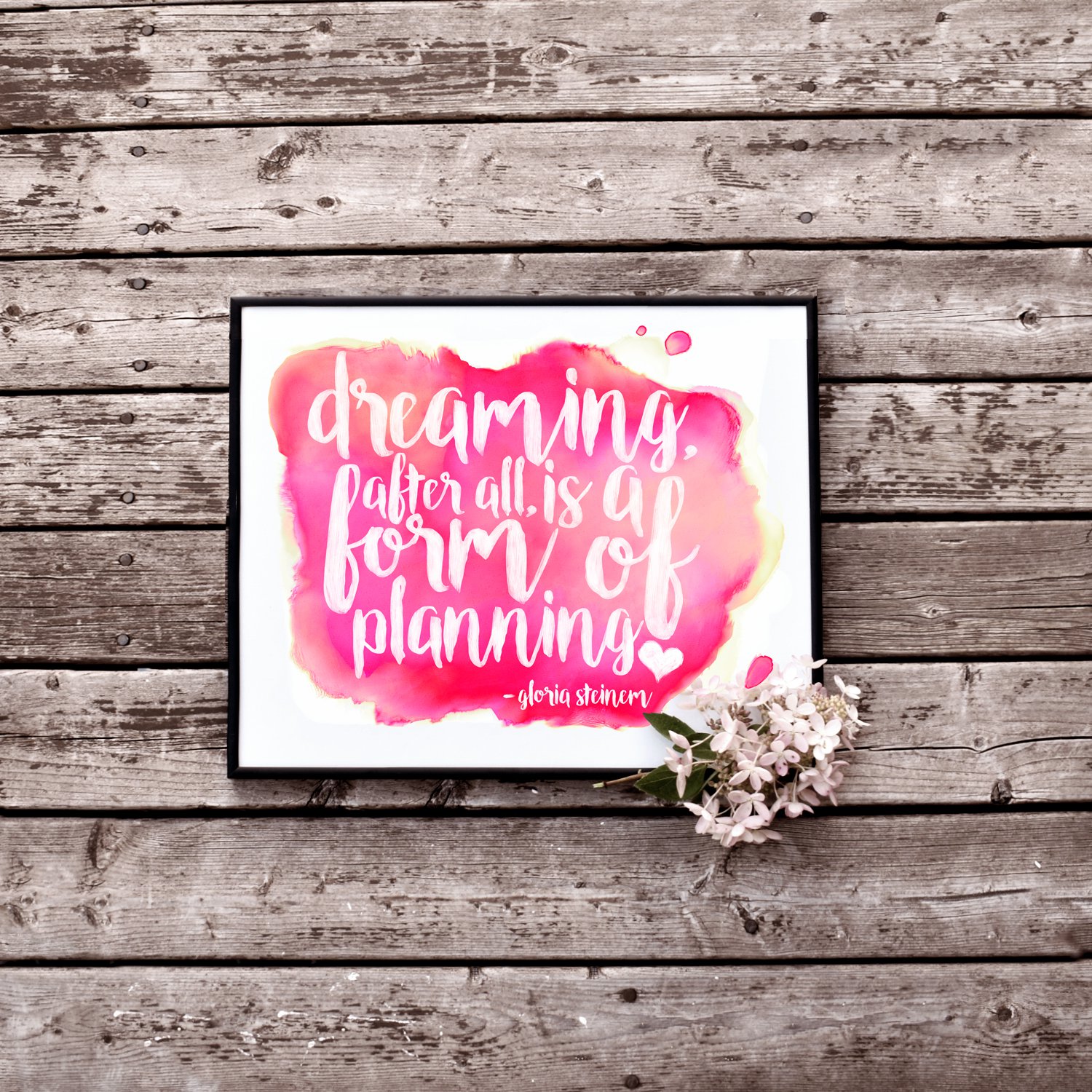 Gloria Steinem Quote Pink Watercolour Printable Wall Art