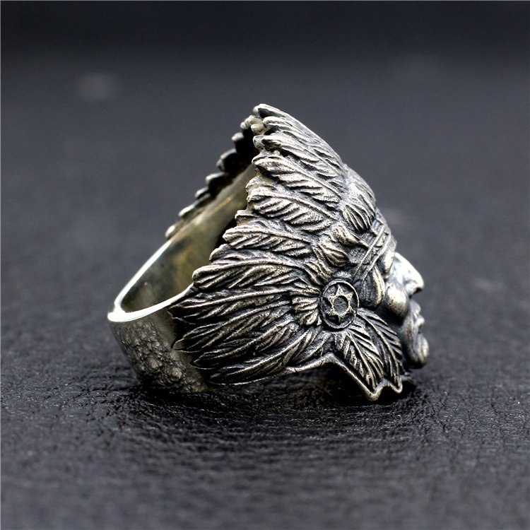 Indian style S925 Sterling Silver Handmade men's Harley Motorcycle ring