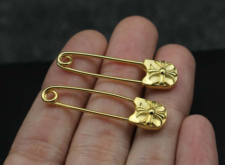 Chrome Hearts pin retro locomotive style rock Gold Plated pin S925 Sterling Silver HandMade