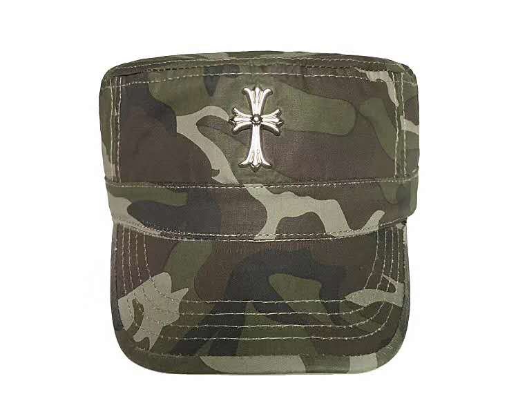 Chrome Hearts Cross camouflage military cap, retro sun hat, Roman letter baseball cap
