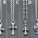 Chrome Hearts Cross Roman alphabet Necklace S925 Sterling Silver rock Necklace handmade