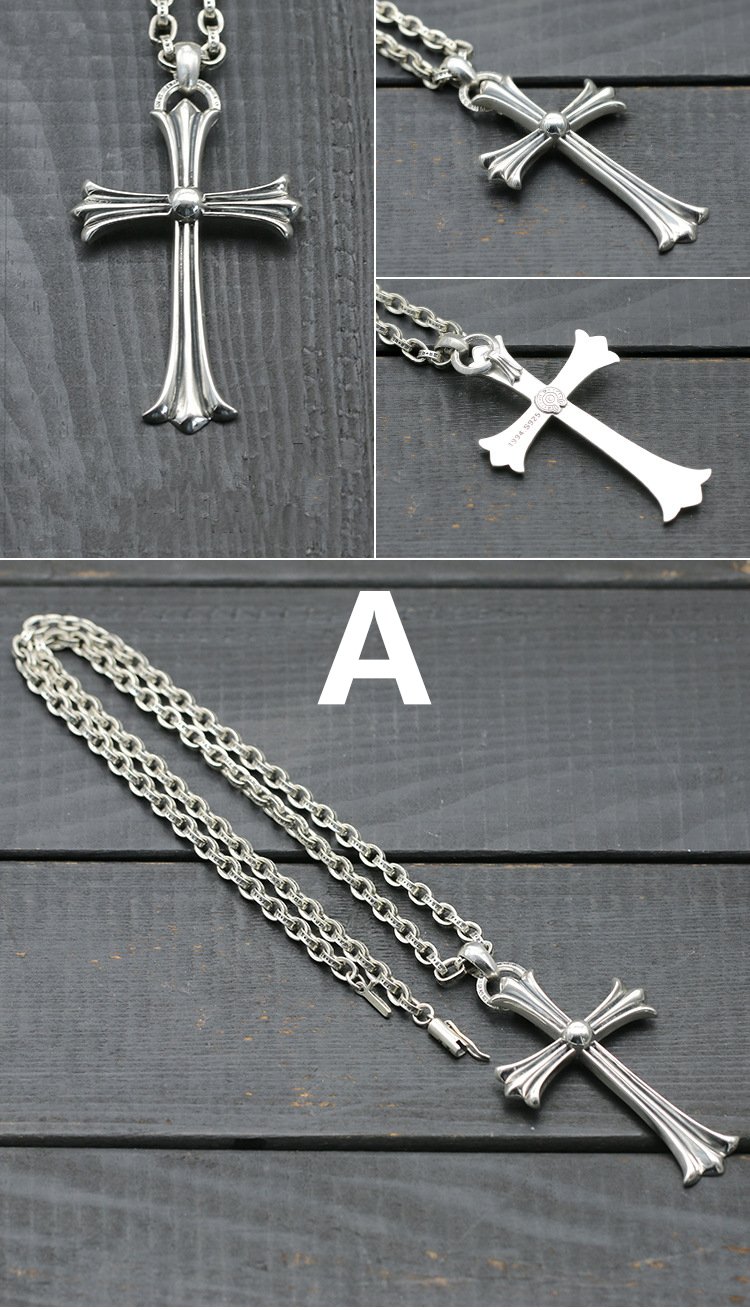 Chrome Hearts Cross Roman alphabet Necklace S925 Sterling Silver rock ...