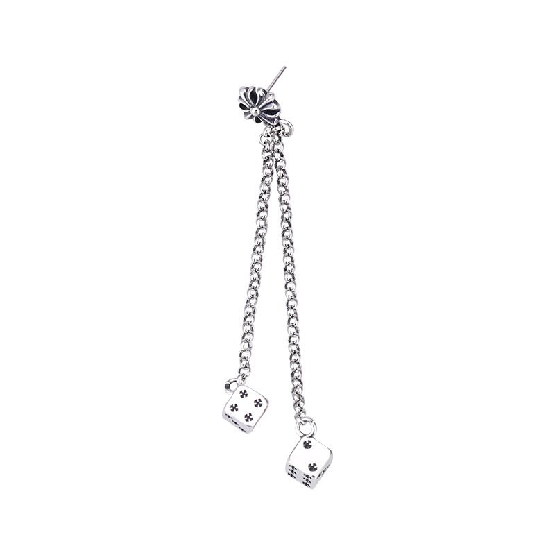 Chrome Hearts cross dice Earring,S925 sterling silver handmade Retro rock earring