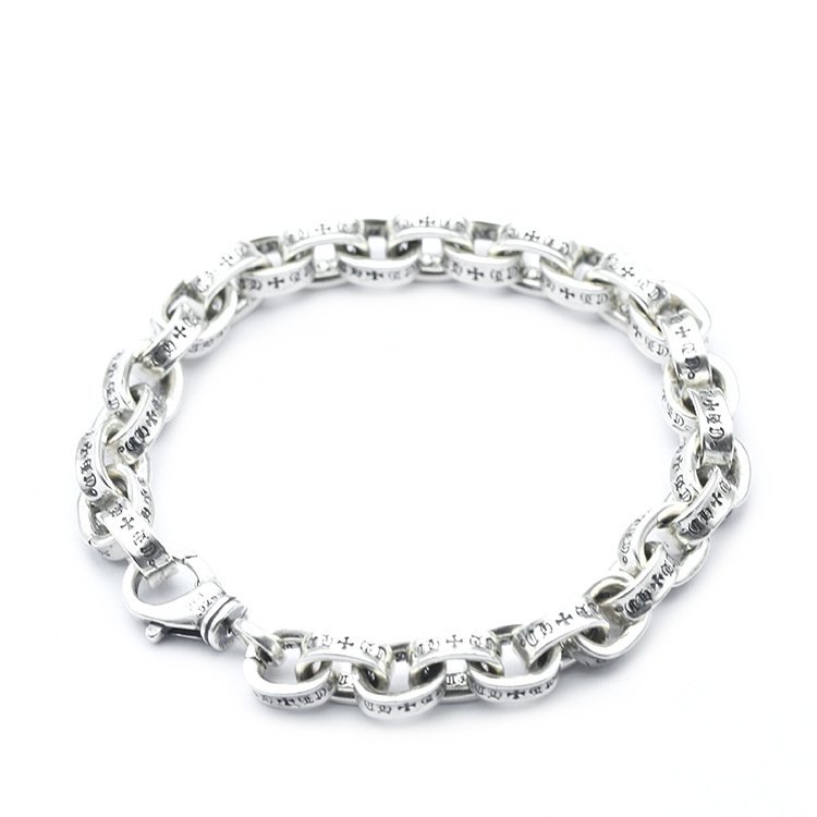 Chrome Hearts Cross Roman letter Bracelet S925 Sterling Silver rock handmade Lobster clasp Bracelet