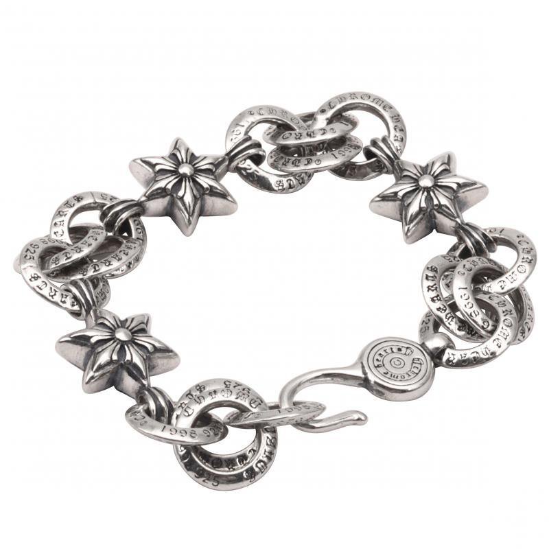 Chrome Hearts Multi element double ring bracelet S925 Sterling Silver rock Hip hop Handmade Bracelet