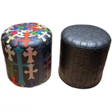 Chrome Hearts Leather cross collage round stool sofa coffee table
