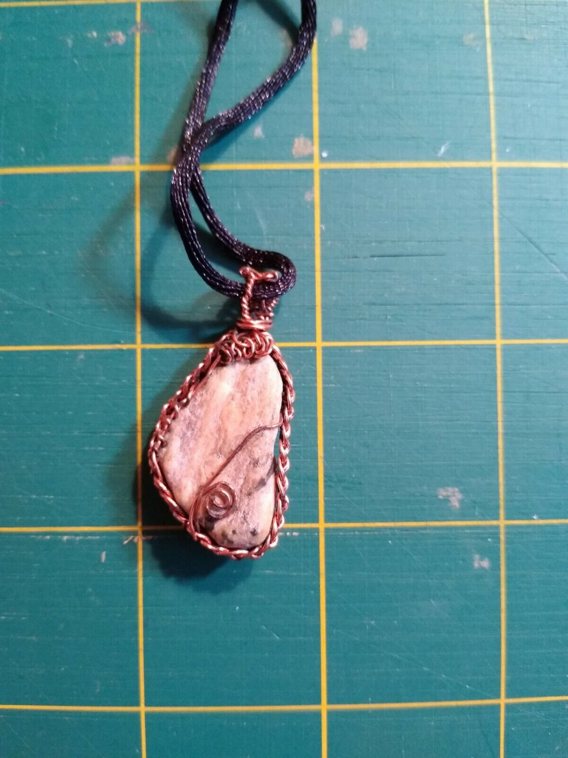 Wire Wrapped River Stone Necklace 04