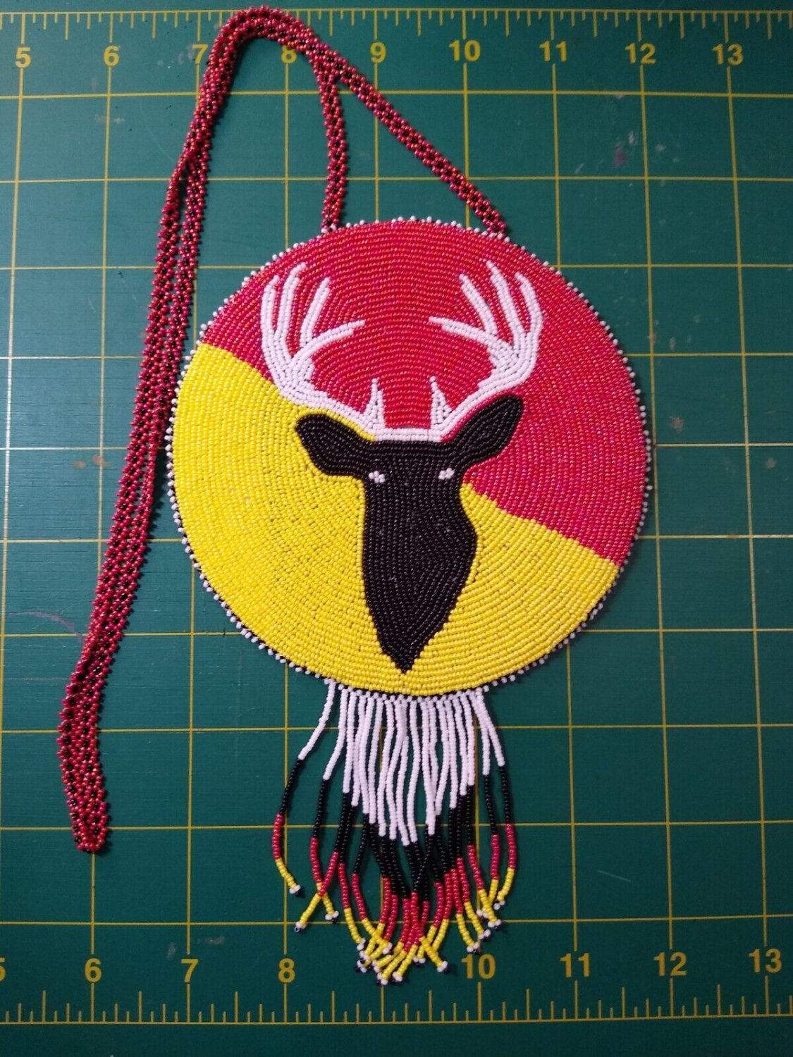 Beaded Deer Silhouette Medallion