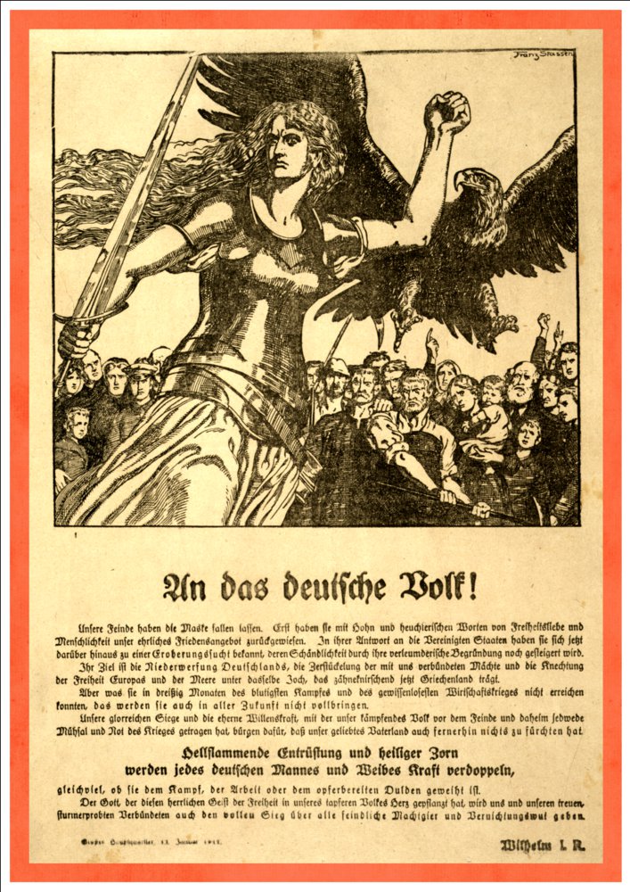 An Das Deutsche Volk (WW1) - Vintage Propaganda Poster Art Print