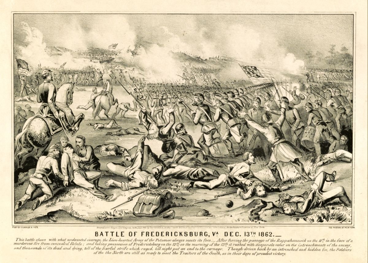 Battle Of Fredericksburg, 1862.  Hi Res Antique Military Battle Illustration (Digital Download)