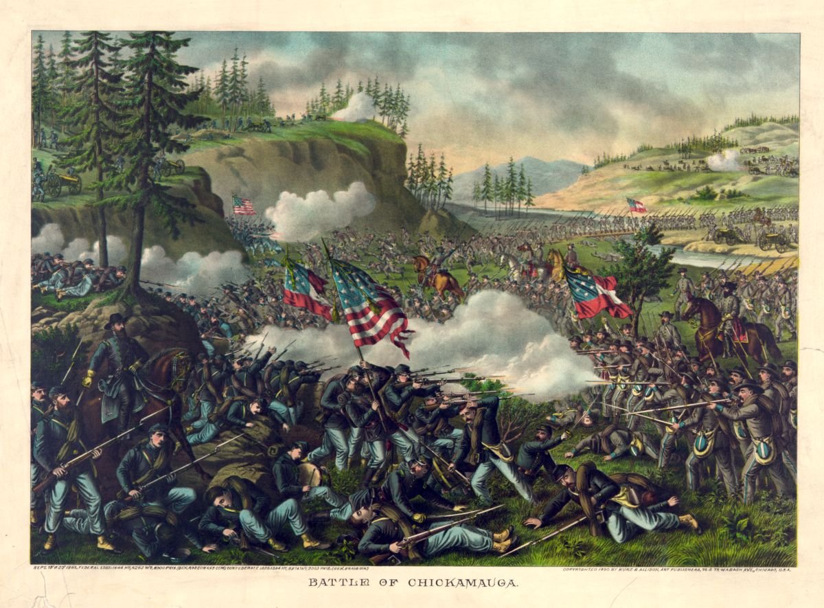 The Battle Of Chickamauga, 1863.  Hi Res Antique Military Battle Illustration (Digital Download)