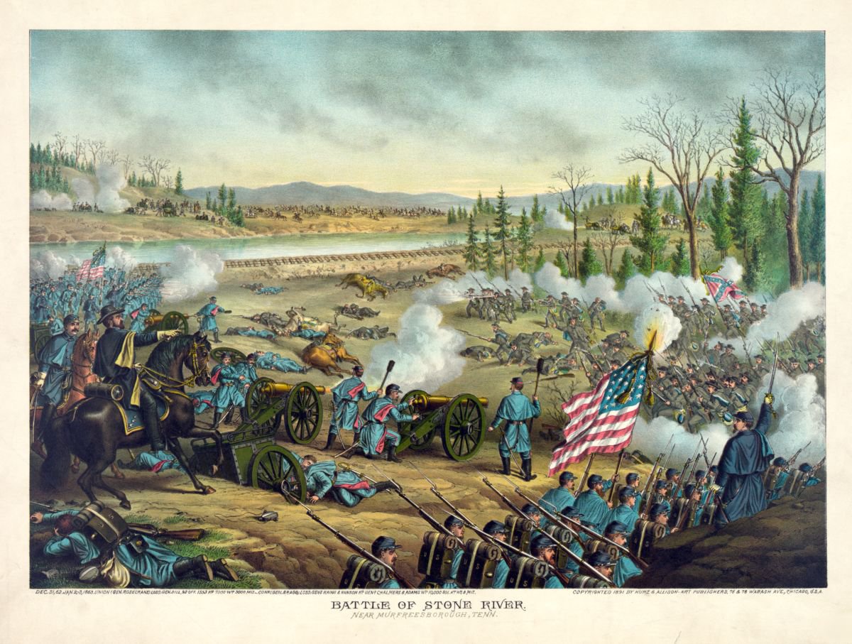 The Battle Of Stone River, 1863. Hi Res Antique Military Battle Illustration (Digital Download)