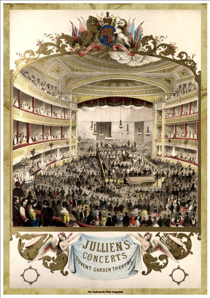 Jullien's Concerts, Covent Garden Theatre.  Art Print Taken From A Vintage Concert / Theatre Poster