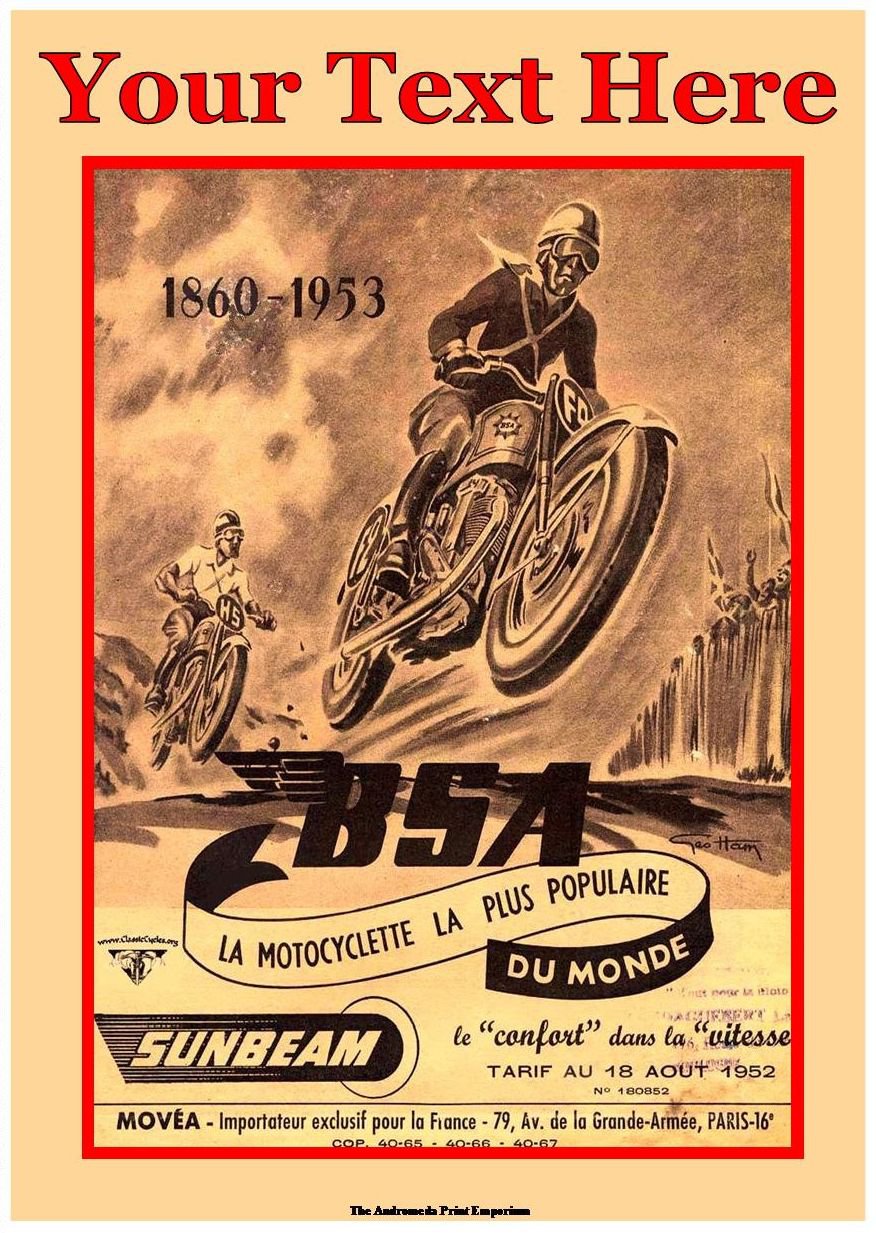 Personalised Greeting Card - BSA 1860-1953 (French Ad)