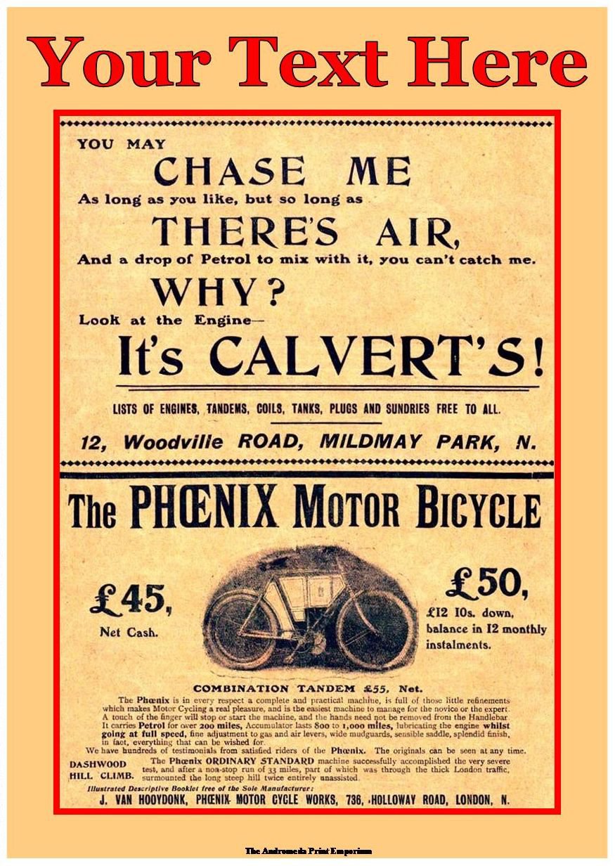 Personalised Greeting Card - The Phoenix Motor Bicycle, 1902