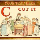 Personalised Vintage Style Children's Greetings Card - Kate Greenaway 'C', Cut It, 1886