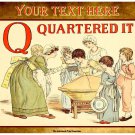 Personalised Vintage Style Children's Greetings Card - Kate Greenaway 'Q', Quartered It, 1886